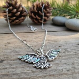 Silver and Blue Owl Pendant Necklace
